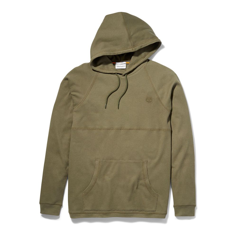 Sudadera Timberland Hombre Wharf River Waffle-Knit Hoodie Verde Oliva - Chile MYG-129453